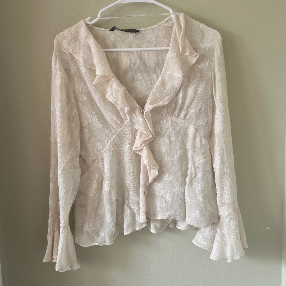 Zara Cream Ruffle Blouse